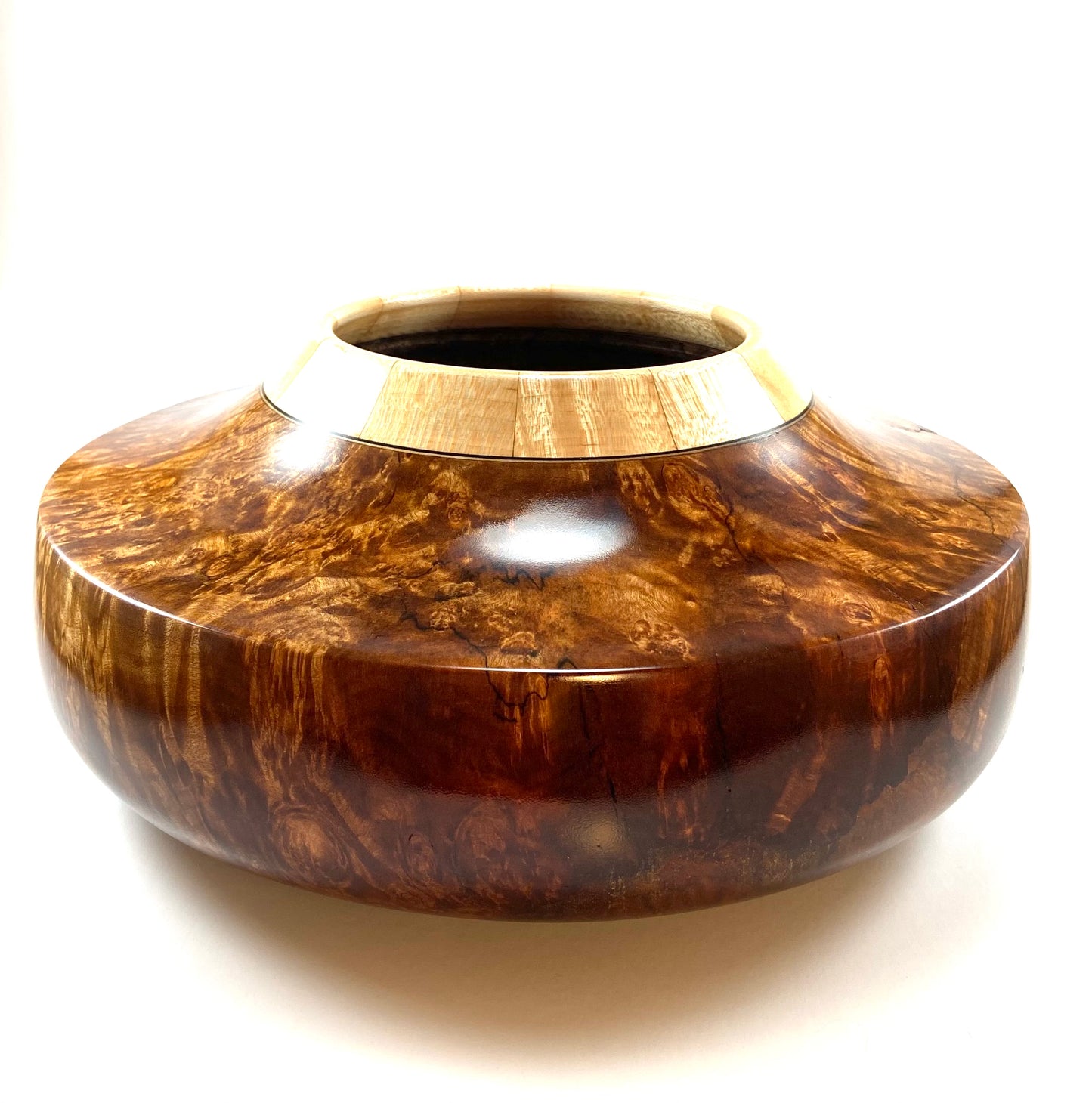 LG Walnut Burl/Maple Decorative Hollow Form