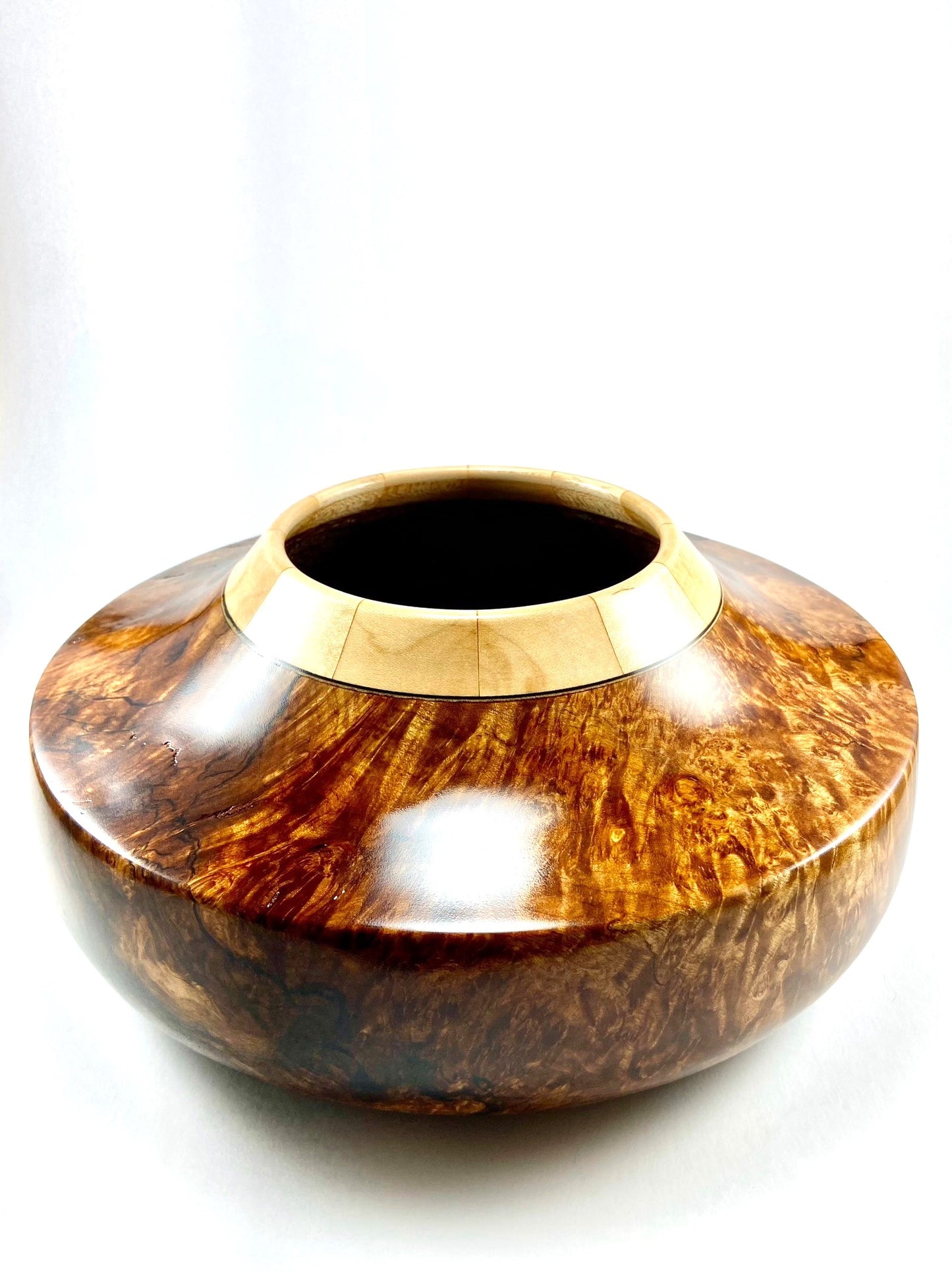 LG Walnut Burl/Maple Decorative Hollow Form